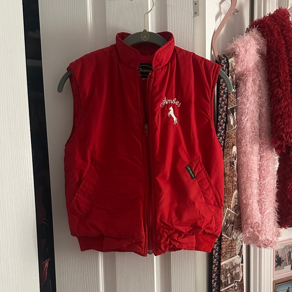 Champion Red Sleeveless Jacket with Logo